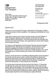 Minister for Transport response to Cllr Hurst, No7 bus service